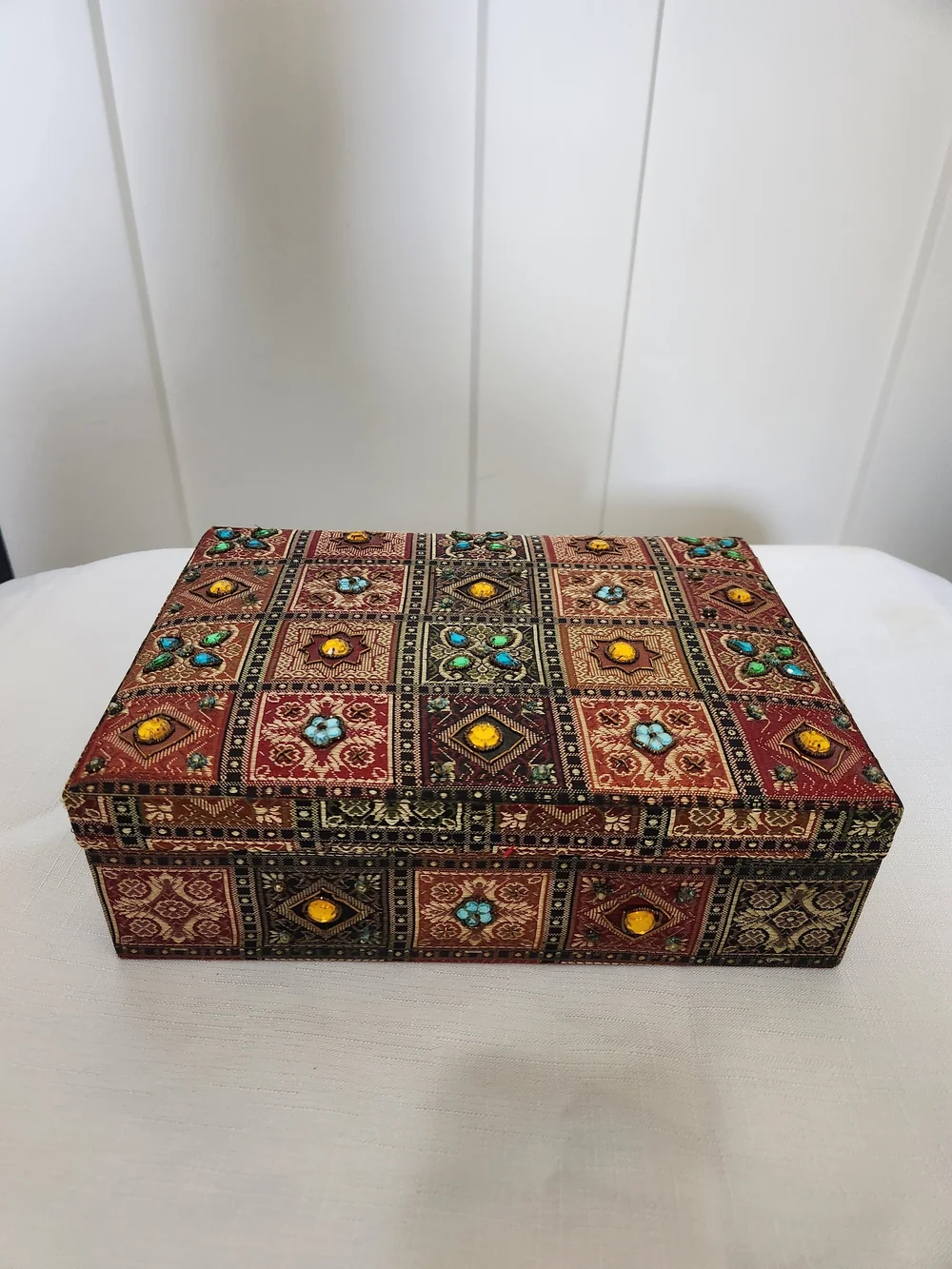 Pier 1 Beaded Embellished Patterned Decorative Jewelry Box
